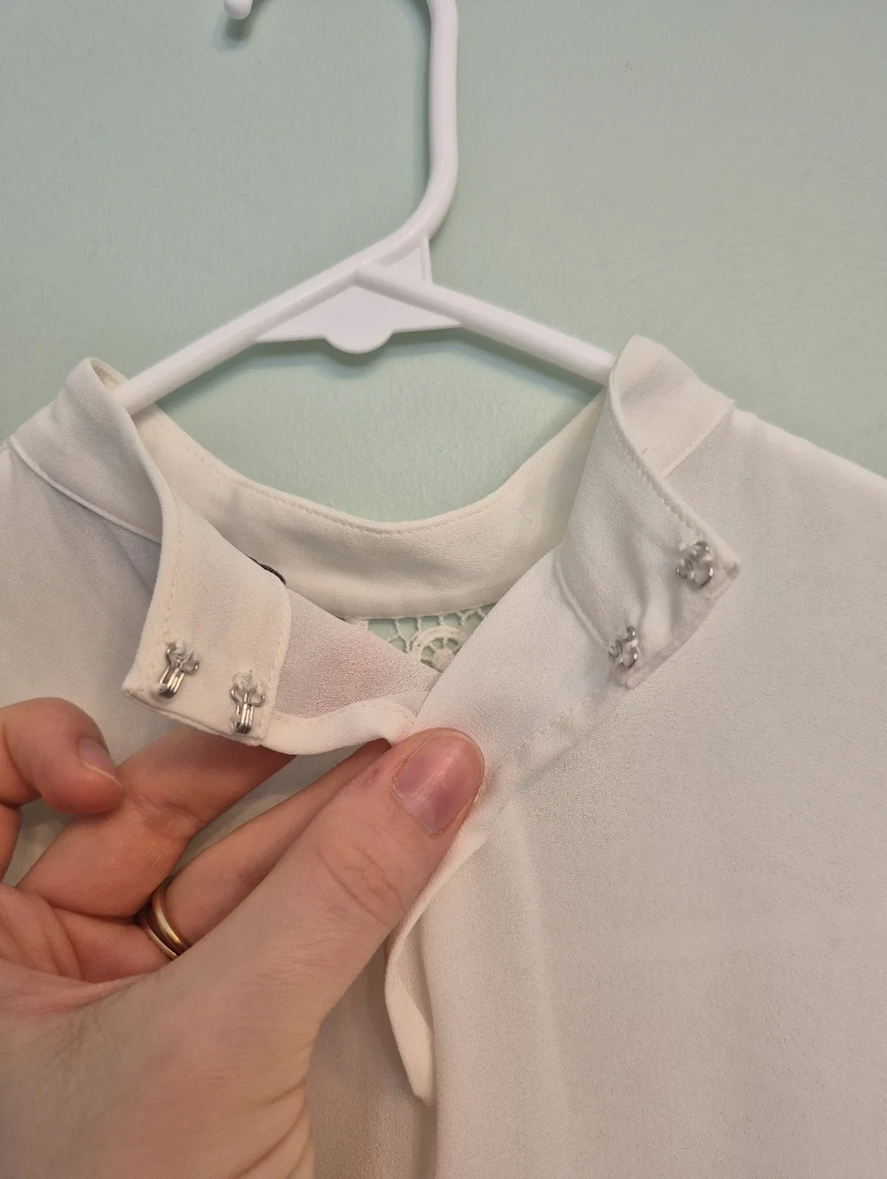 Express Women's Feminine Boho Coastal Cowgirl White Lace Blouse Size XS/S - Picture 6 of 7